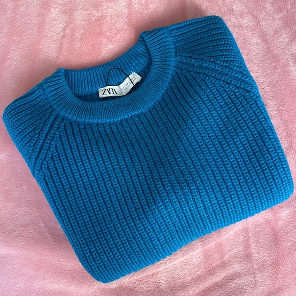💙 Zara crewneck Blue knit sweater - Picture 6 of 6